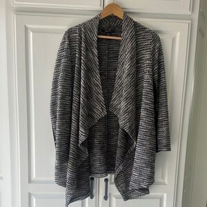 Striped Black and Gray Women's Sweater Shawl